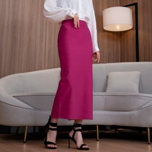 하이웨스트 스판 밴딩 핫핑크 H라인 롱 스커트 TS483