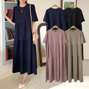 [유야]여성 무지 캉캉 반팔 프릴 캉캉 롱 원피스 -FOP0021- 여름