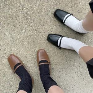 SOVO 바르티 스퀘어 메리제인 스트랩 플랫슈즈 1cm