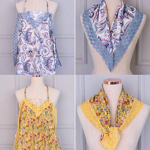 국산 스카프 앞치마 겸용 손수건 에티켓 레이스 꽃무늬 무릎덮개