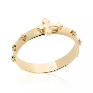 [비앤비골드] 세례명무료각인 14K/18K 엔틱 그리스도 십자가 묵주반지 SHR38369