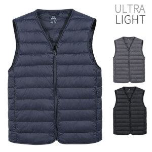 베이직 V넥 집업 경량 패딩 집업 조끼