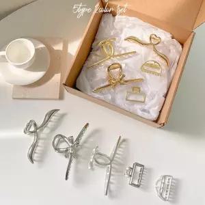 헤어 집게핀 5개 10개 세트 올림머리 반묶음 무광 유광 심플 헤어핀 크라프트 포장 박스