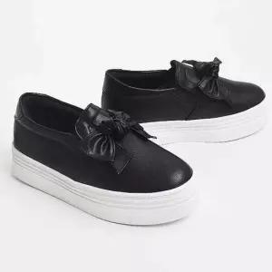 [오노마] ONM 리본 밴딩 슬립온 여성 발편한 통굽 키높이 스니커즈