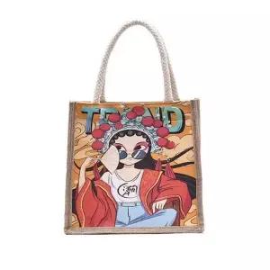 [셀러허브][라일리] Rly 여성 손가방 그림 패브릭 가방 유니크 사각 에코백 (S9515124)