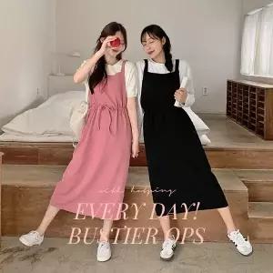 핫핑 [구김없이쫀쫀] 셀로나 스트링 뷔스티에 롱 원피스