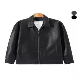 [후앙스]오버핏 베이직 미니멀 집업 레더 자켓 DRJP9267