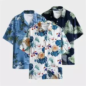 [셀러허브]화이트빌딩 오버핏 빅사이즈 하와이안 셔츠 반팔 남방 (S9240136)