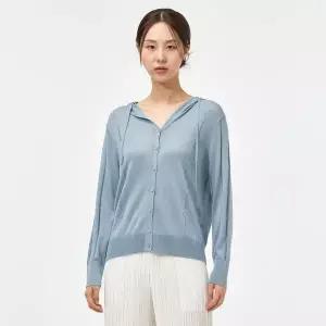 [플리츠미](대구신세계)[최초 판매가 118000원] 베이직 후드 숏 니트 가디건_EKCDM224006