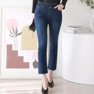 ONM 8부 데님팬츠 밑단컷팅 허리밴딩 좋은신축성 캐주얼