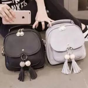 학생 백팩 레자 검정 블랙 구슬 가방 기본 무지 빽팩/여행용/등에매는/여행백팩/대학생/데일리/캐주얼/여성