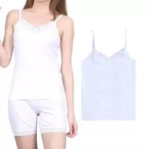 [오노마] ONM 국산 트라이 여성 순면 끈런닝 흰색 민소매 나시 끈조