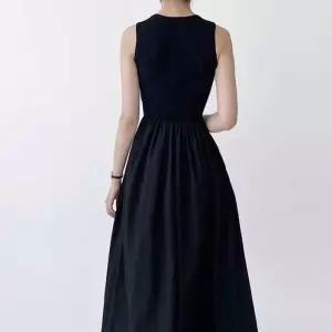 ONM 여성 라운드넥 슬리브리스 민소매 롱원피스 플레어