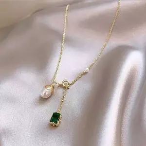 목걸이 그린 에메랄드 비즈 진주 패션-WE58EF4