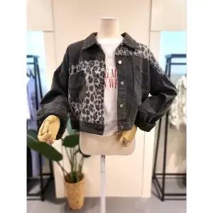 [대구백화점] [미스칸트]레오파드 배색 데님 자켓 블랙(KEJKO902)
