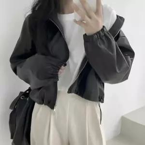 ONM 크롭 레더 투웨이 집업자켓 스트랩 손목밴딩 꾸안꾸