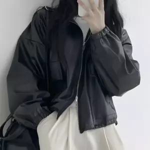 ONM 집업 자켓 투웨이 지퍼 크롭기장 가죽 레더 투포켓