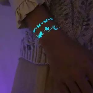 야광 파티 클럽 타투 헤나 스티커 4종세트 야광 빛나는 페이스페인팅 형광 야광타투스티커