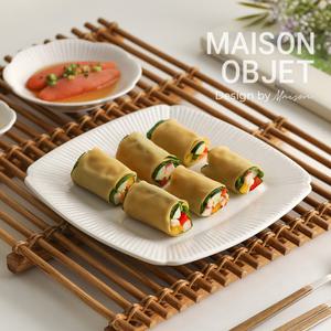 윤도자기 순백 화이트 도자기 정사각접시 대