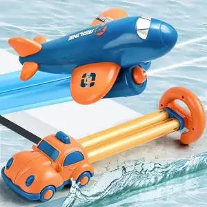 유니커블 비행기 자동차 펌프 물총 밤 듀얼 노즐 스틱 워터건