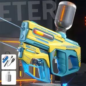 유니커블 대용량 2in1 더블 쌍권총 LED 전동 물총 워터 건 밤