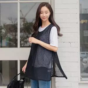 [하프클럽/] 여자 여름 시스루 빅사이즈 스판 레이어드 조끼 베스트 40-50대