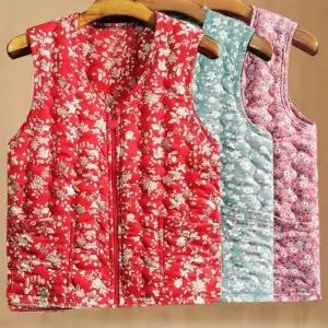 ONM 촌캉스꽃무늬조끼 시골 겨울 보온 롱 스웨터 루즈핏