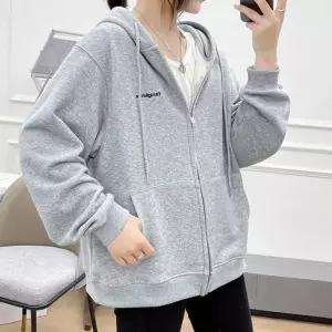 ONM 여자 오버핏 스타일 무지 후드집업 그레이 고품질 점