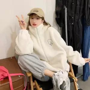 ONM 여자 양털 스타일 반목 집업 베어 고품질 여유핏 뽀글