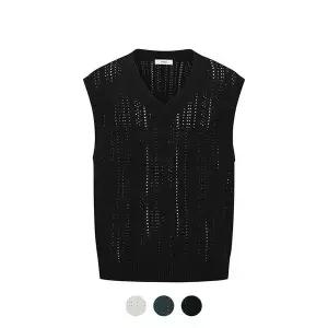 [앤드지] 세미오버핏 크로셰 세로 조직 니트 베스트_BZD1EL1203