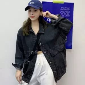 ONM 오버핏 데님 아우터 여성 간절기 청자켓 블랙 연청