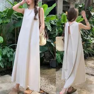 ONM 여자 여름 휴가 바캉스 룩 맥시 롱 나시 원피스 코디