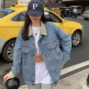 ONM 청자켓 연청 카라 여성 데님 배색 봄가을 아우터 자켓