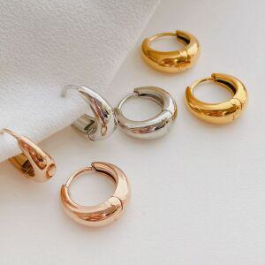 [써지컬스틸] 물방울 원터치 링 귀걸이