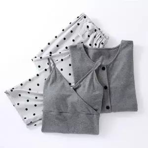 [하프클럽/]트루리즈 순면 땡땡이 나시가디건세트 산후조리 수유