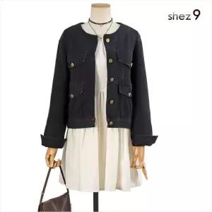 [쉬즈나인]이단 포켓 라운드 청자켓_P347044099