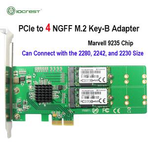 IOCREST PCIe NGFF M.2 B 키 SSD 어댑터 카드 브라켓 2280 2260 2242 2230 사이즈 88se9235 칩셋 1x-4 개