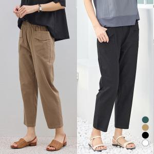 여성 여름 인견 9부 바지 여성 스판 밴딩 팬츠 빅사이즈 슬랙스 여름 출근룩 오피스룩