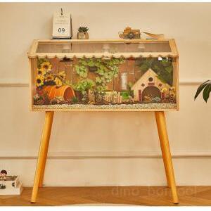 육지거북이 사육장 애완용 게코 쉼터 소라게 방수 상자 케이지 소형 오픈 사육