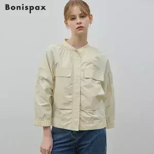 [보니스팍스][보니스팍스] 셔링 넥 숏기장 점퍼