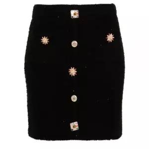 [셀프포트레이트] 쥬얼 버튼 니트 미니 스커트 블랙 122244123