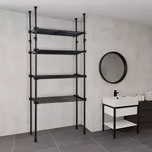 가화홈시스 무광블랙 폭조절 4단 대용량 더블기둥 선반행거 N3LB4040BK