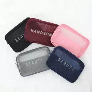 휴대용 메쉬 화장품 파우치 립스틱 파우더 파운데이션