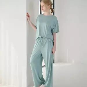 [보리보리/마밤]마밤 메종라운지 냉감 여성 잠옷 반팔 여자 파자마 라운지웨어 실내복 컴포트셋업 블루민트