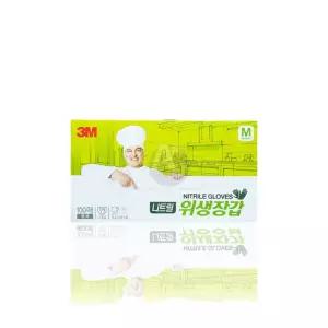 (흰색 M 100매) 3M 니트릴 위생 장갑/주방/쉐프/요리용/주방용/실험용/조리용/음식/다용도/식품용/미용실