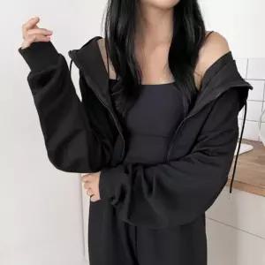 여성 간절기 데일리 캐주얼 투웨이 크롭 후드집업 자