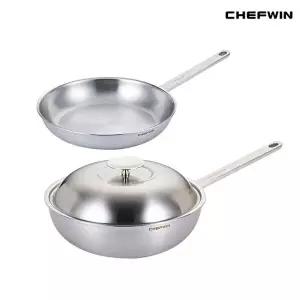 [쉐프윈]쉐프윈 316STS 통5중 28cm후라이팬+28cm멀티웍