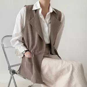 [하프클럽/]린넨 스트링 숏 조끼 베스트 여름 자켓조끼 레이어드 국내제작 6