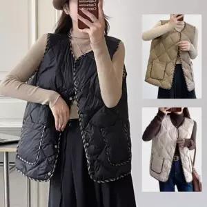 ONM 퀼팅 조끼 윈터 여성 패딩 따뜻 격자 경량 간절기 보