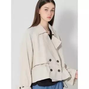 [르샵] 소매 셔링 덧장 바바리 자켓